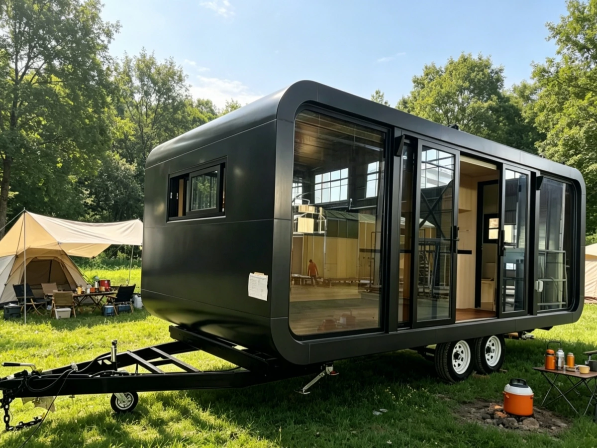 Apple cabin camping trailer delivered to the USA